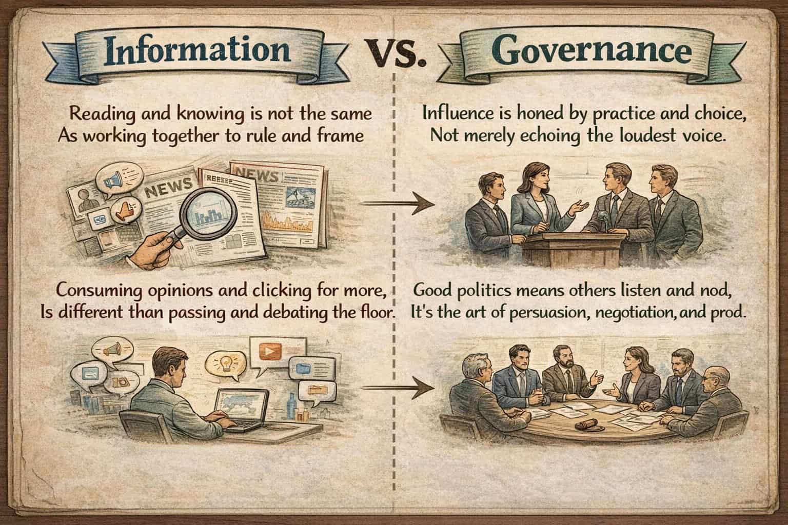 Infographic compares info bully vs governing
